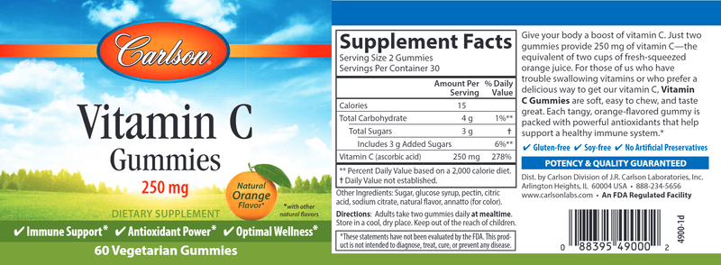 Vitamin C (Carlson Labs) label