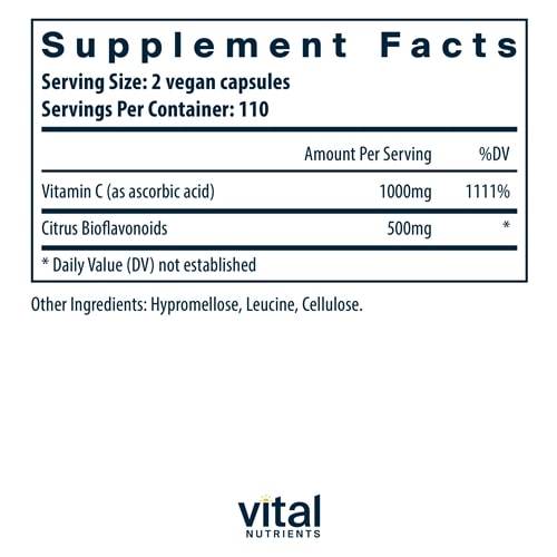 Vitamin C with Bioflavonoids 220ct Vital Nutrients supplements