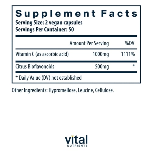 Vitamin C with Bioflavonoids 100ct Vital Nutrients supplements