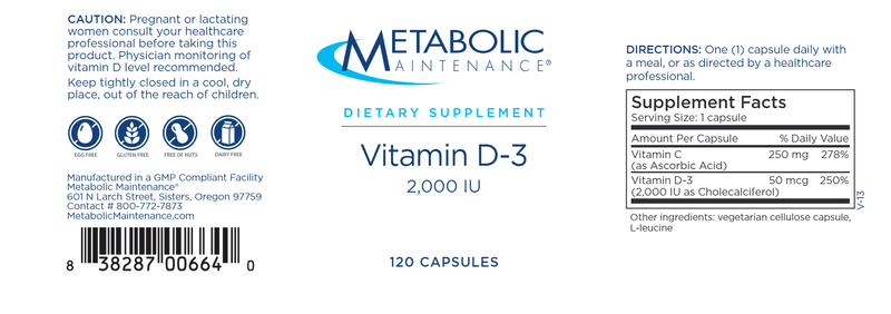 vitamin d-3 2000 iu (metabolic maintenance) label