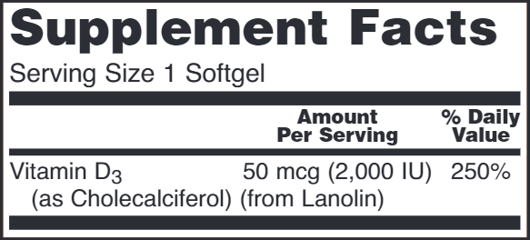 vitamin d-3 (now foods) supplement facts