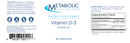 vitamin d3 10000 iu (metabolic maintenance) label