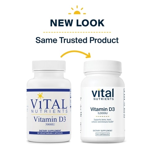 Vitamin D3 5000 IU 90ct Vital Nutrients new look