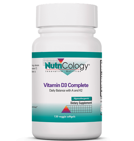 Vitamin D3 Complete Daily Balance with A and K2 120ct Nutricology