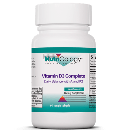 Vitamin D3 Complete Daily Balance with A and K2 60ct Nutricology