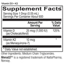 vitamin d3 + k2 (equilife) supplement facts