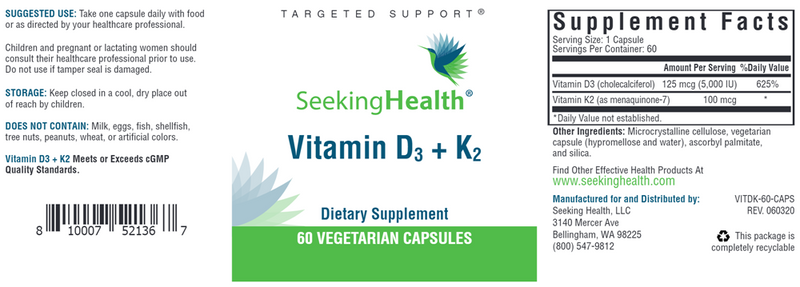 Vitamin D3 + K2 Seeking Health Label