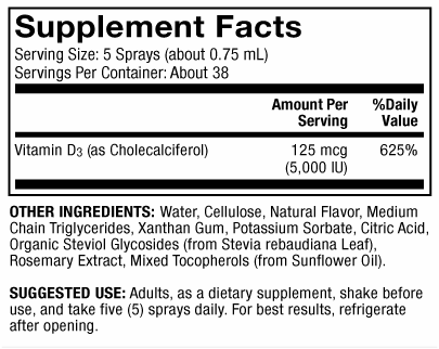 Vitamin D Spray (Dr. Mercola) supplement facts