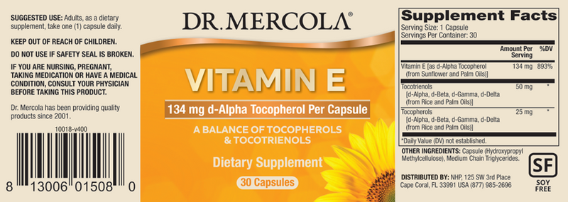 Vitamin E (Dr. Mercola) label