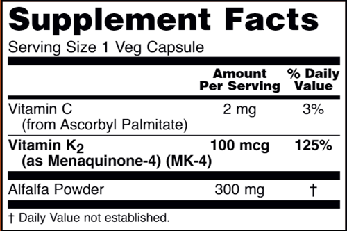 Vitamin K-2 100 mcg (NOW) Supplement Facts