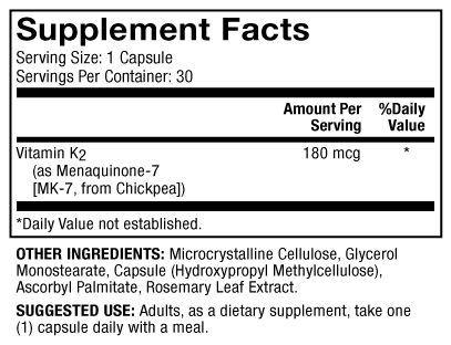 Vitamin K-2 (Dr. Mercola) supplement facts