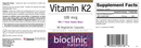vitamin k2 100 mcg bioclinic naturals label