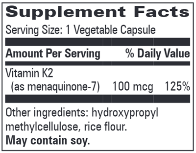 Vitamin K2 (Progressive Labs) Supplement Facts