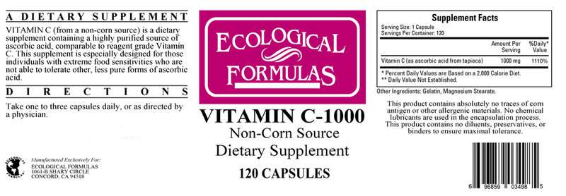vitamin c-1000 (non-corn) ecological formulas label
