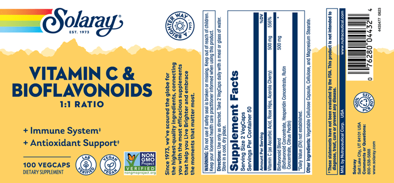 vitamin c bioflavonoids 1:1 (solaray) label