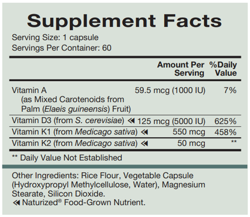 vitamin d-a-k natura health products supplement facts