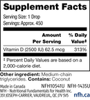 vitamin d3 sap liquid (nfh nutritional fundamentals) supplement facts