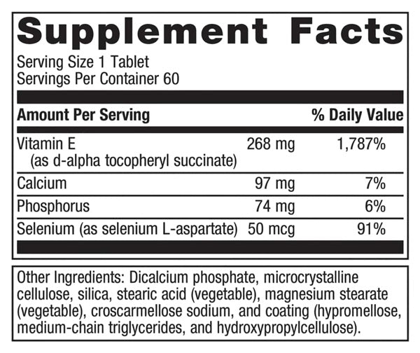 vitamin e + selenium | e-400 metagenics supplement facts