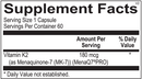 vitamin k2 180 mcg ortho molecular supplement facts