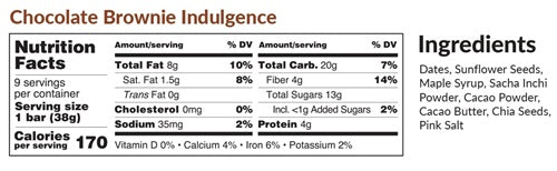 Whole Food Bars (Chocolate Brownie Indulgence) (EquiLife) nutrition facts