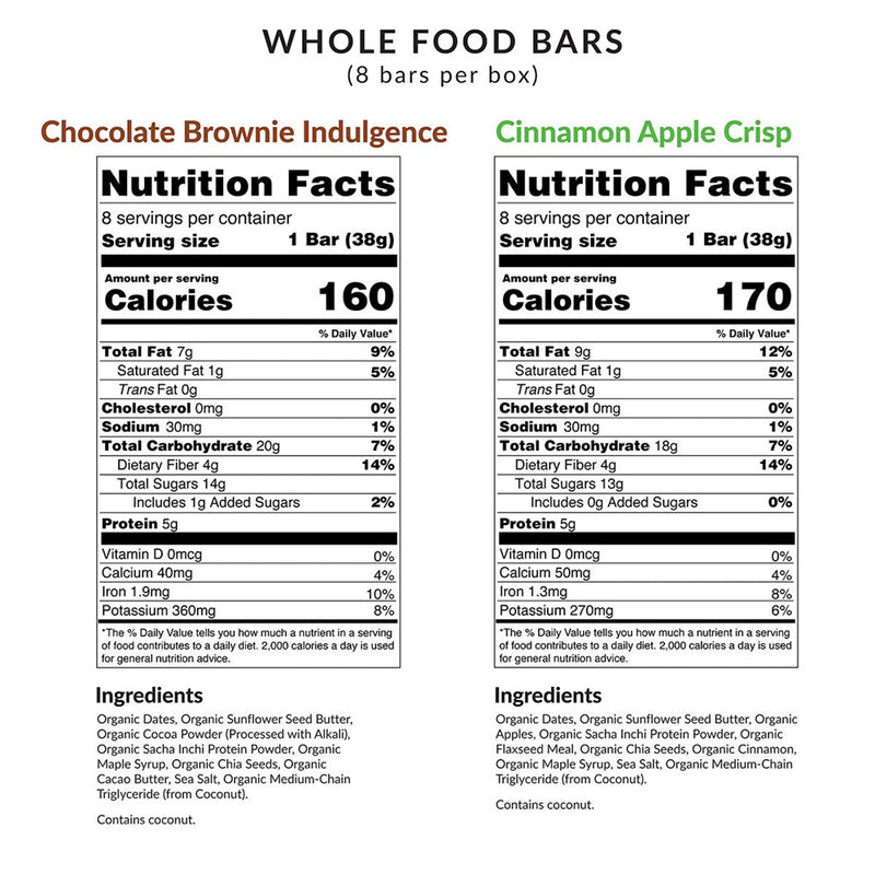whole food bars (equilife) nutrition facts