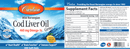wild norwegian cod liver oil carlson labs label