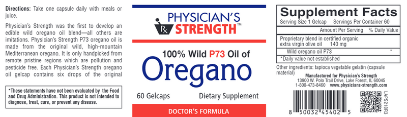 Wild Oregano Gelcaps Extra Strength (Physicians Strength) Label