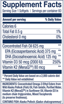 wild alaskan fish oil vitamin k2 + d3 wiley's finest supplement facts