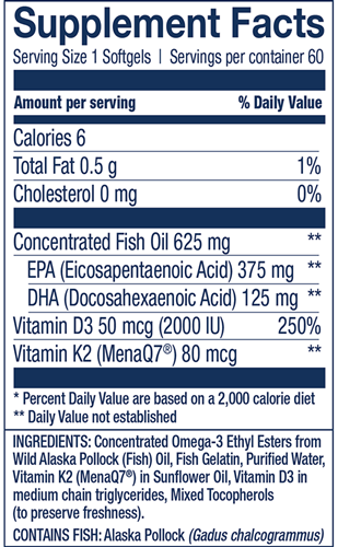 wild alaskan fish oil vitamin k2 + d3 wiley's finest supplement facts
