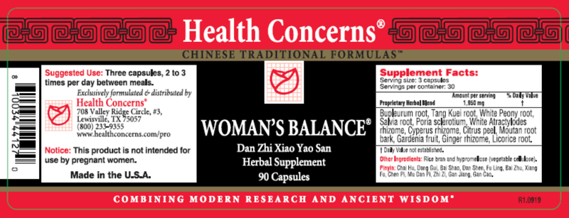 Woman's Balance (Health Concerns) 90ct Label