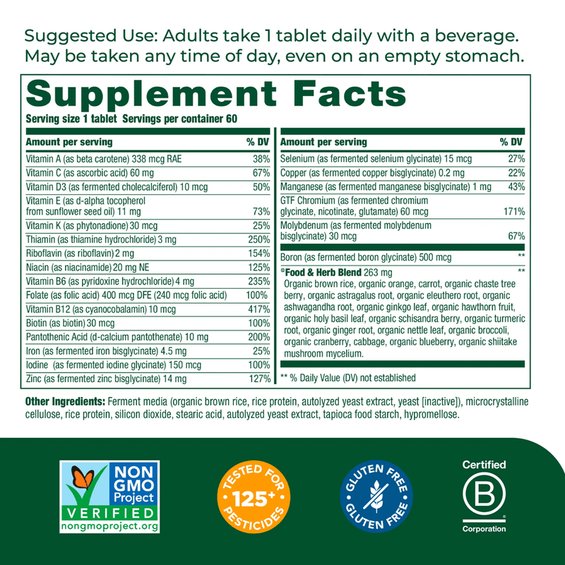 Women Over 40 One Daily 60ct (MegaFood) supplement facts