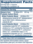 women's care probiotic supplement facts