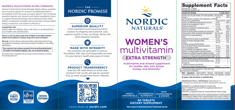 Women's Multivitamin Extra Strength (Nordic Naturals) label