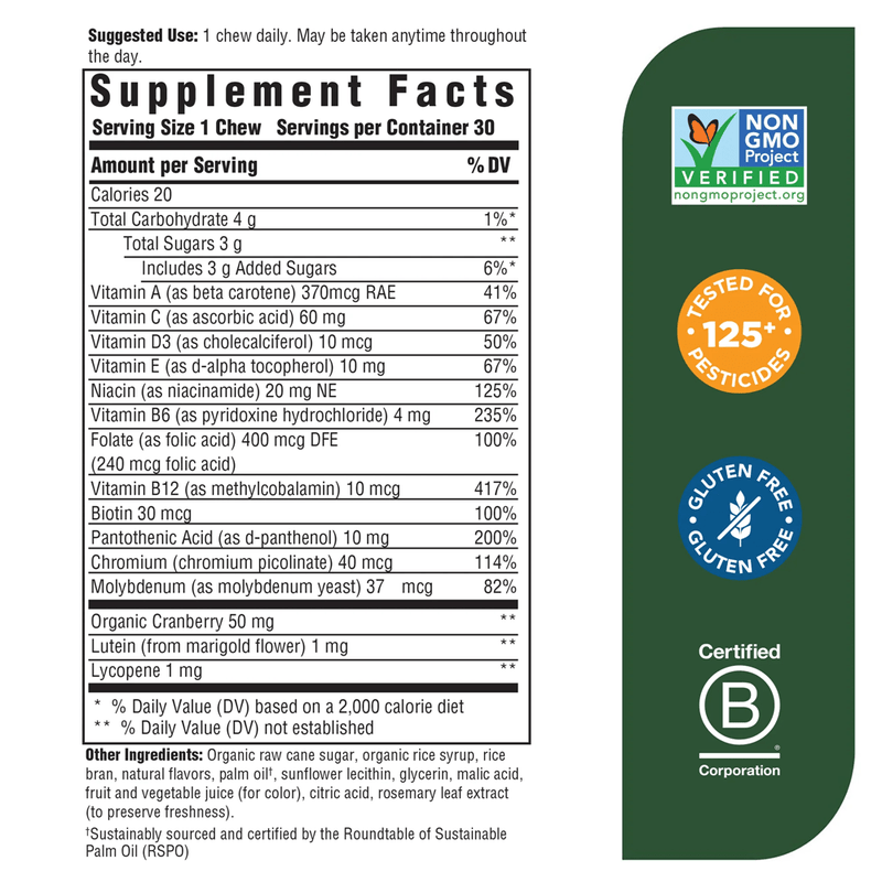 Women's Multivitamin Mixed Berry (MegaFood) supplement facts