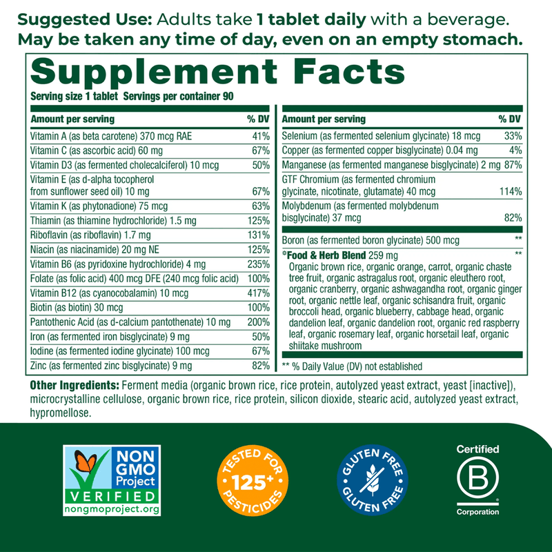 Women's One Daily 90ct (MegaFood) supplement facts
