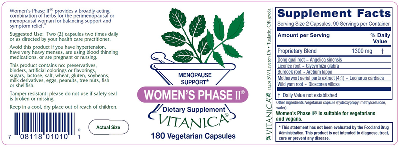 Women's Phase II 180ct Vitanica products