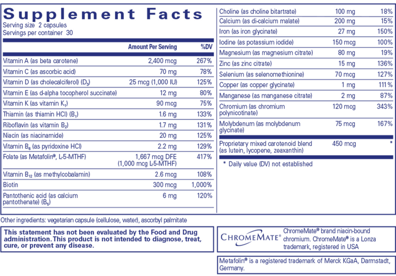 women’s nutrients pure encapsulations supplement facts