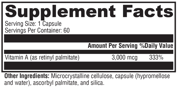 Xcellent A 3000 Supplement Facts Label