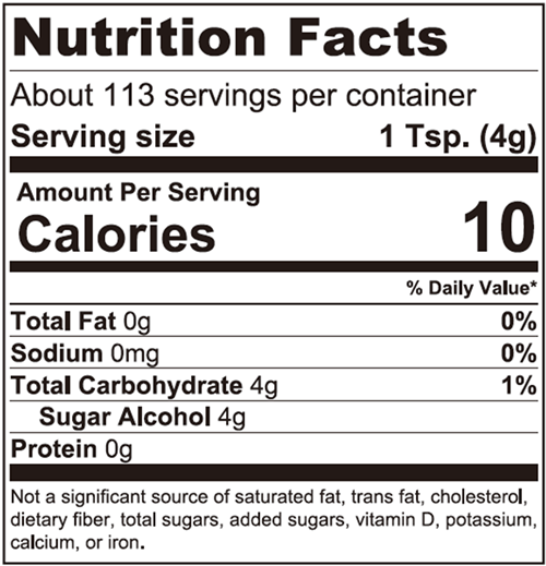 Xylitol Sweetener Bag (Zint Nutrition) nutrition facts