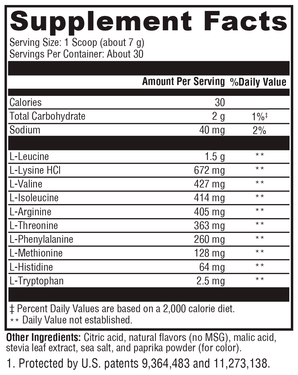 XymoBolX™ Fruit Punch Supplement Facts Label