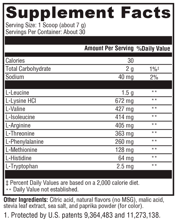 XymoBolX™ Fruit Punch Supplement Facts Label