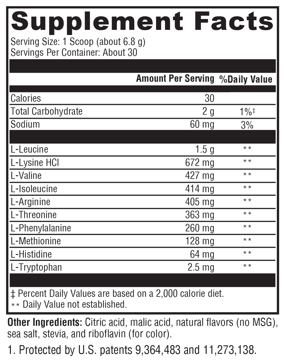 XymoBolX™ Lemon Supplement Facts Label