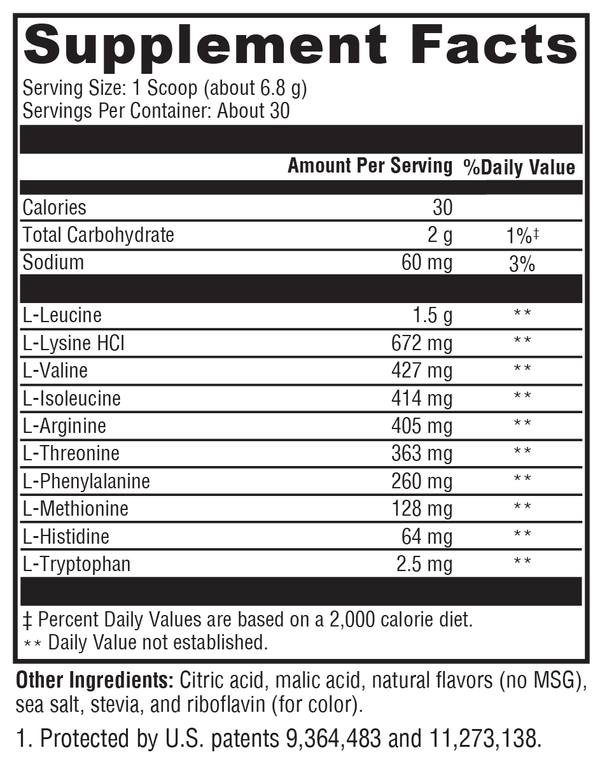XymoBolX™ Lemon Supplement Facts Label
