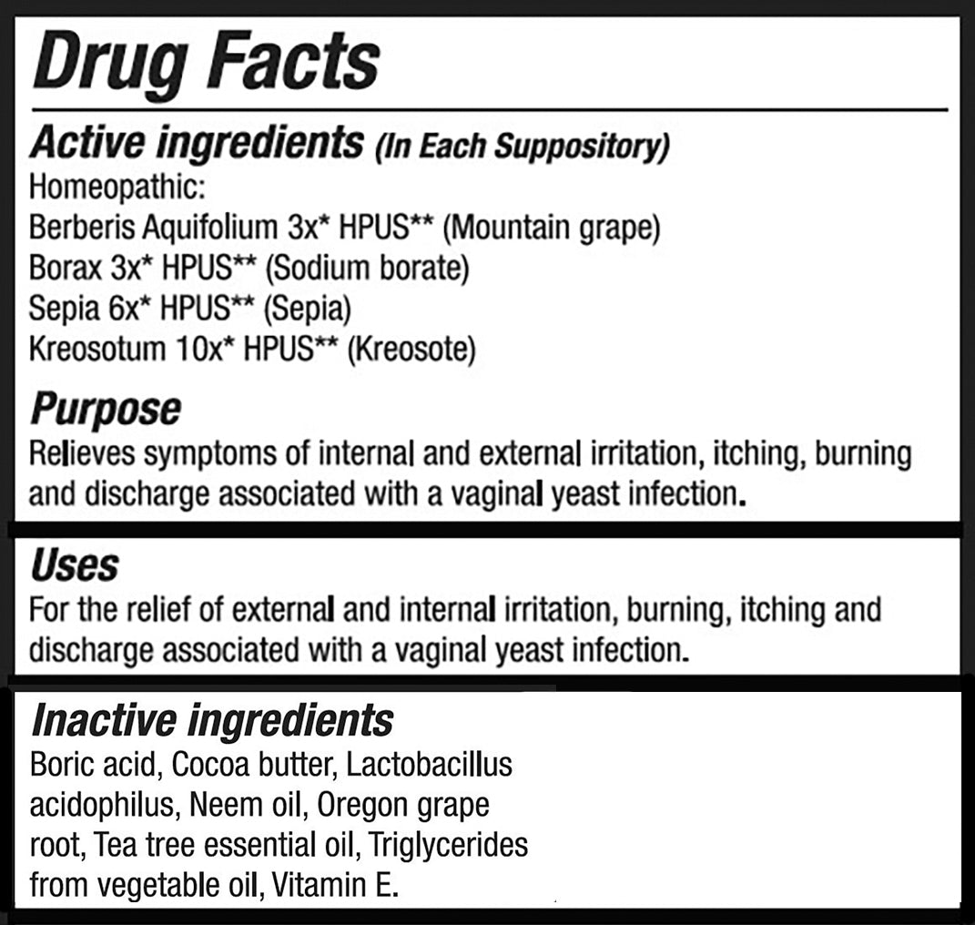 Yeast Arrest Supplement Facts Label