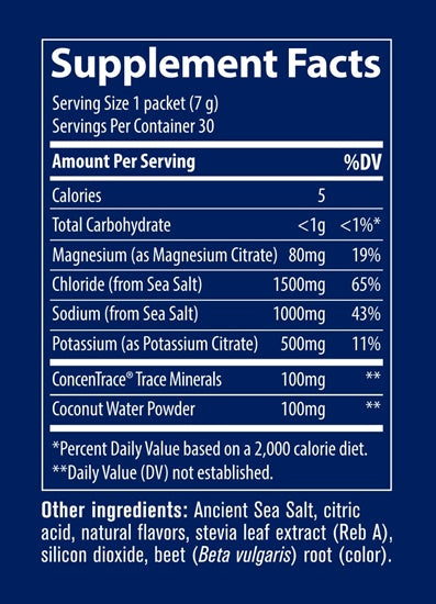ZeroLyte Salty Berry Lemonade Supplement Facts Label
