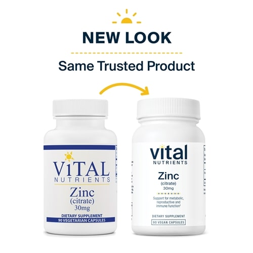Zinc Citrate 30 mg Vital Nutrients new look