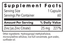 zinc citrate 25 mg allergy research group supplement facts
