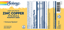 zinc copper amino acid chelate (solaray) label
