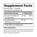 zinc + elderberry lozenges advanced nutrition by zahler supplement facts