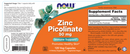 zinc picolinate 50 mg (now foods) label